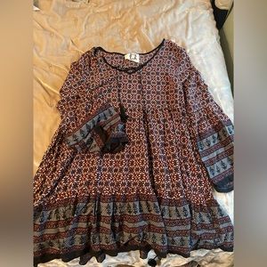 Burgundy and Navy blue patterned PPLA dress